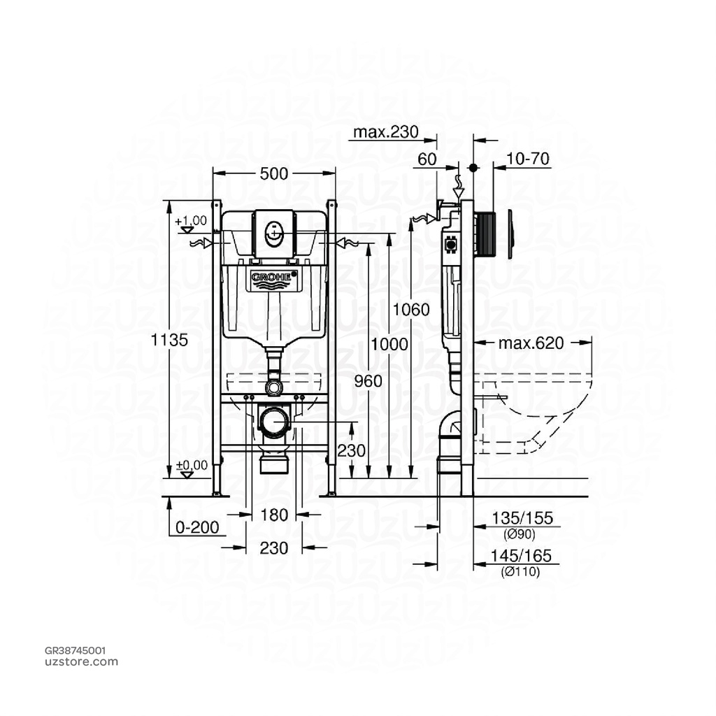 Ideal StandardAdria / Sophia WC "S" Trap White [G0802] With White Cistern with Dual Fitting